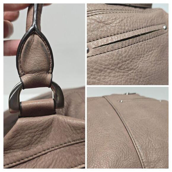 B. Makowsky Large Taupe Brown Leather Hobo Satchel Shoulder Crossbody Bag - Picture 8 of 8